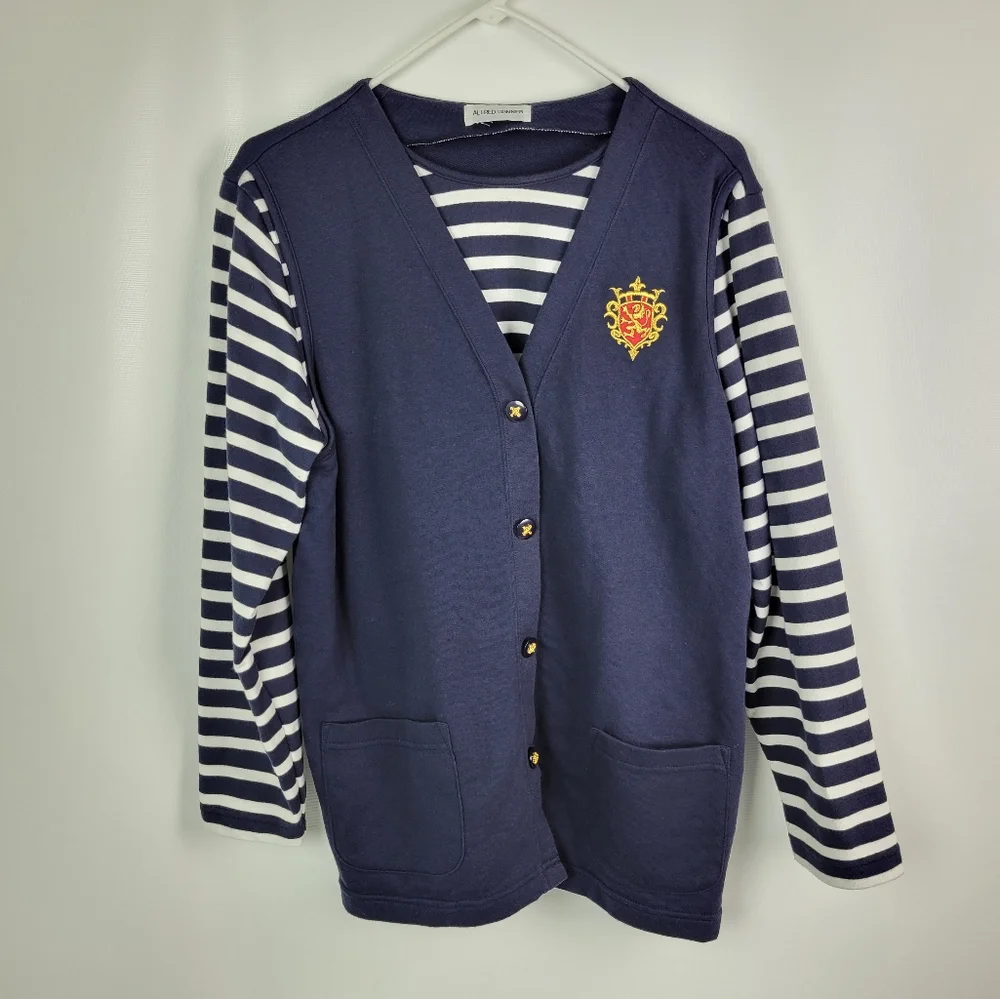 Alfred Dunner Cotton Nautical Sweater Sz Large - Picture 1 of 8